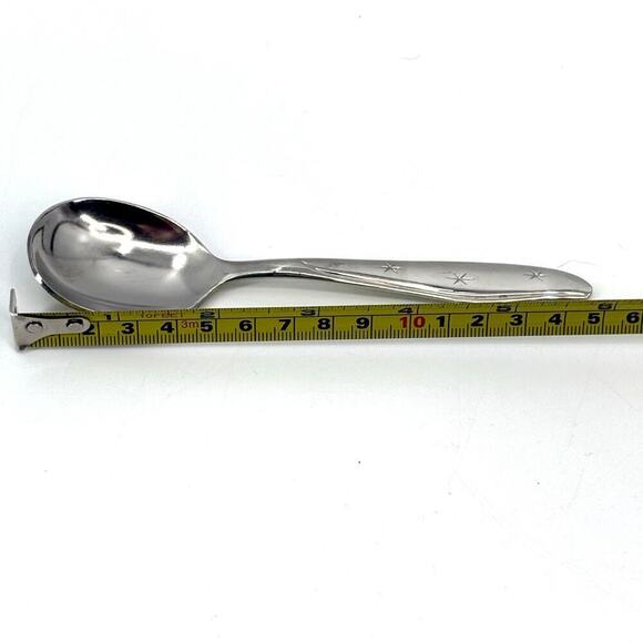 MARCREST Set of 3 Atomic Starburst MCM Sugar Spoons Butter Knife Stainless USA - Picture 6 of 7